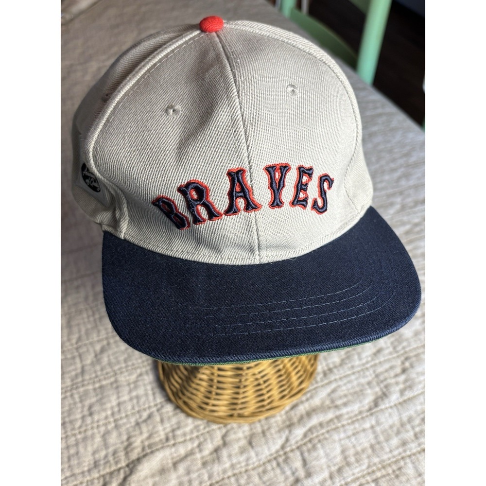 Vintage Atlanta Braves NAPA Snapback Hat YoungAn Gray Navy Green Underbrim